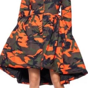 Orange Camo Puffer Coat